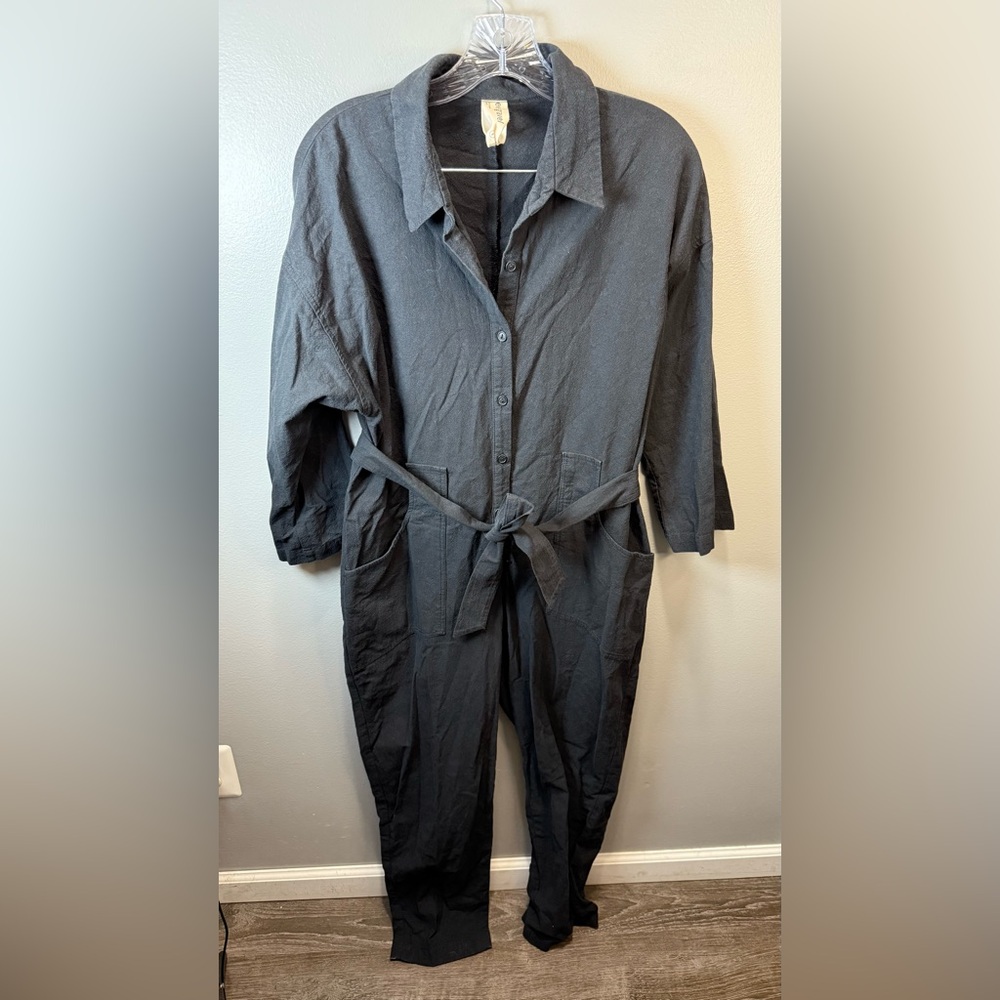 Garmantory Eve Gravel Adjani Jumpsuit Washed‎ Black Belted Size Small - Picture 2 of 5